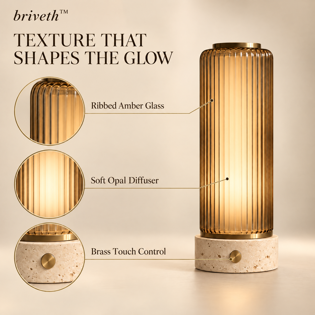 𝒃𝒓𝒊𝒗𝒆𝒕𝒉™ Ribbed Column Bedside Lamp