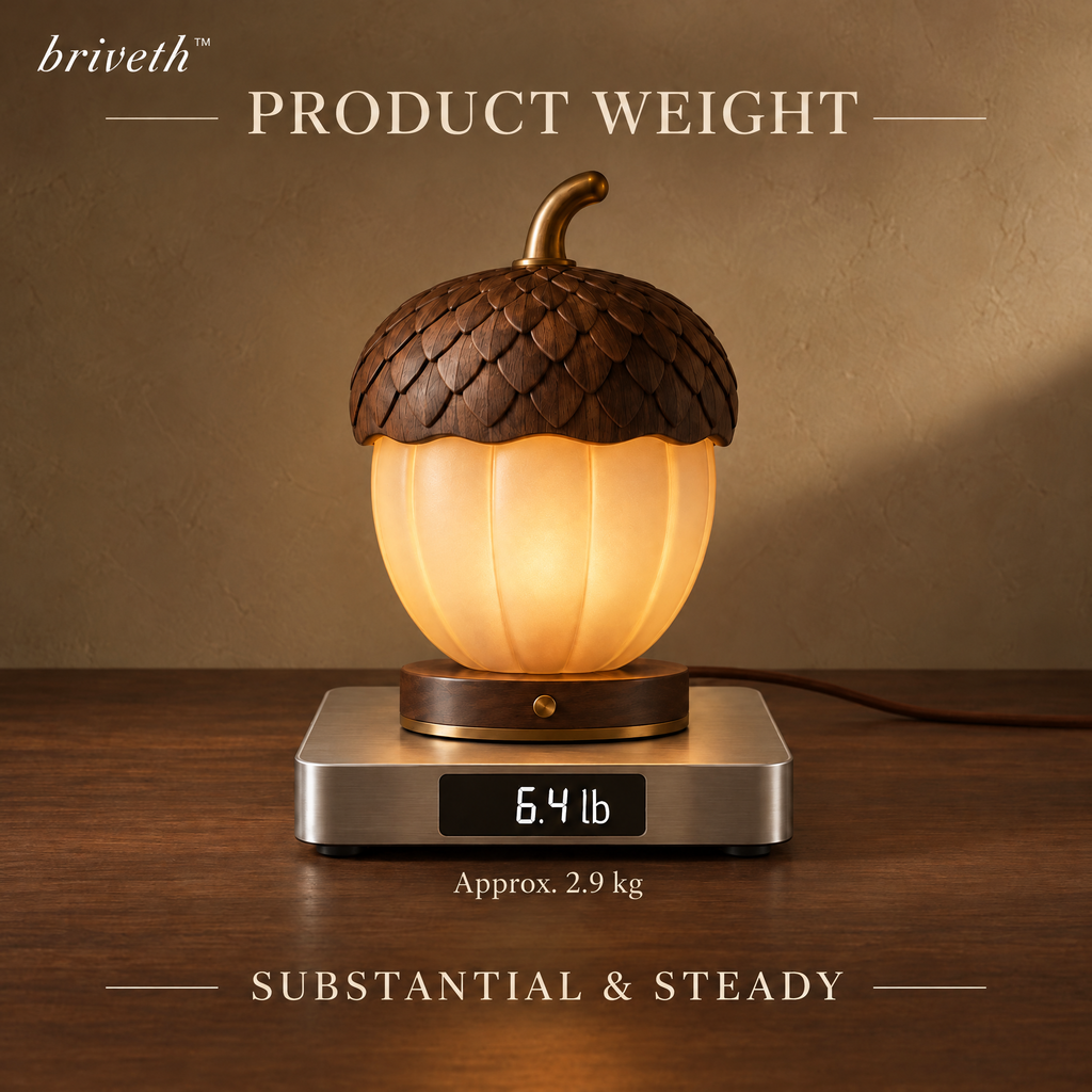 𝒃𝒓𝒊𝒗𝒆𝒕𝒉™ Acorn Glow Table Lamp – Small Vintage Bedside Night Light with Frosted Dome Shade