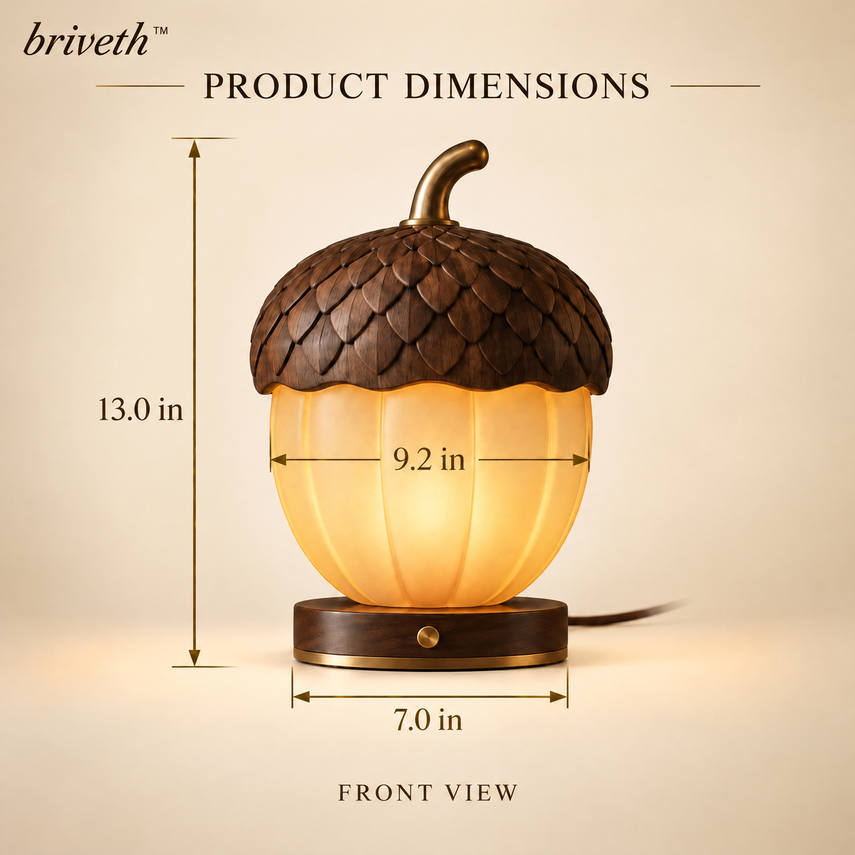 𝒃𝒓𝒊𝒗𝒆𝒕𝒉™ Acorn Glow Table Lamp – Small Vintage Bedside Night Light with Frosted Dome Shade