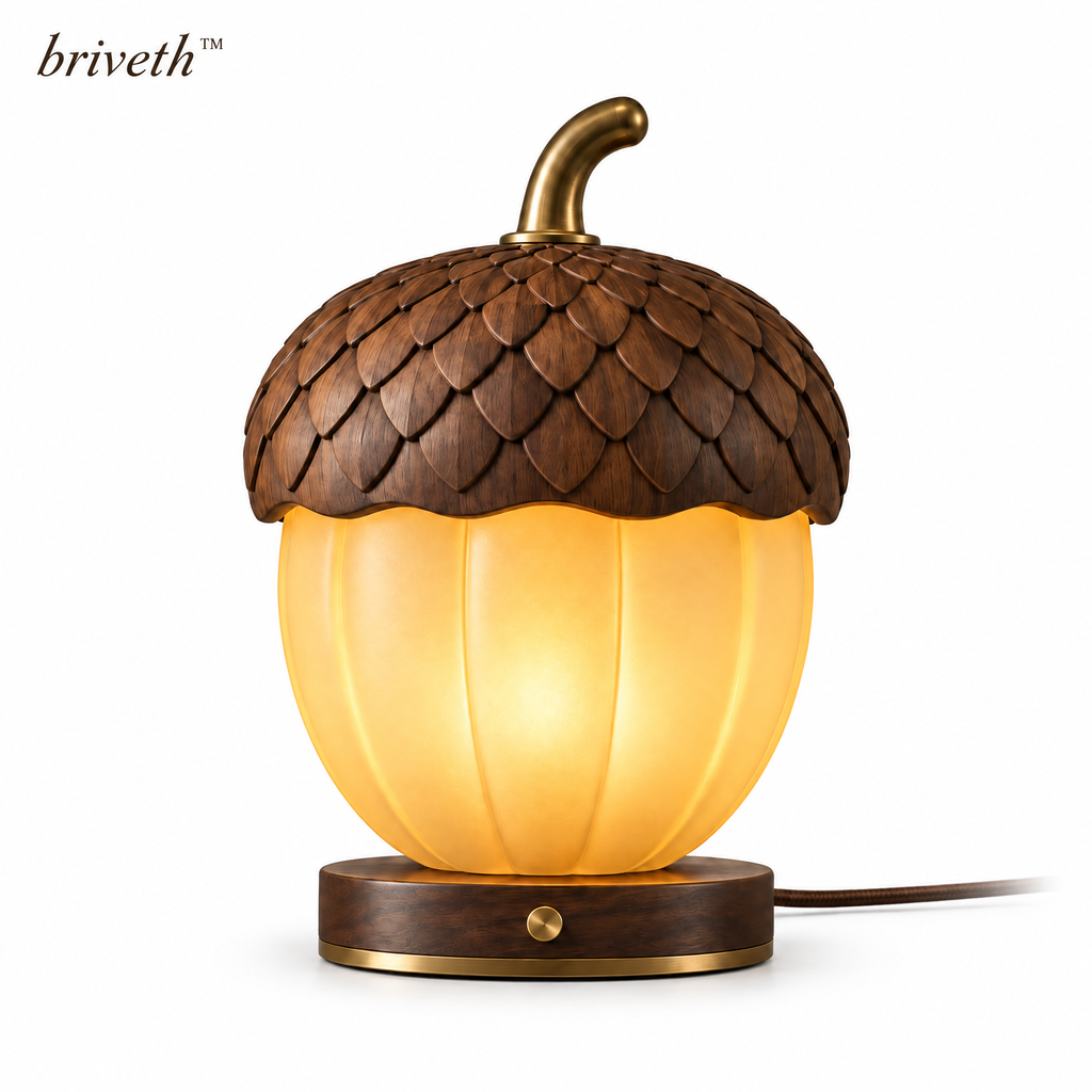𝒃𝒓𝒊𝒗𝒆𝒕𝒉™ Acorn Glow Table Lamp – Small Vintage Bedside Night Light with Frosted Dome Shade